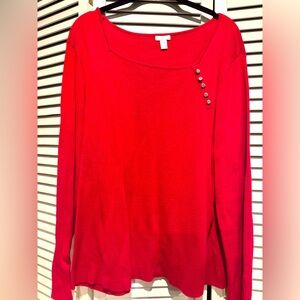 Apt 9 Womens Rayon Nylon Blend LS Square Neck Solid Red Sweater Size 2X